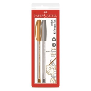 CANETA ESFEROGRÁFICA 1.0 TRILUX PRATA/OURO FABER CASTELL
