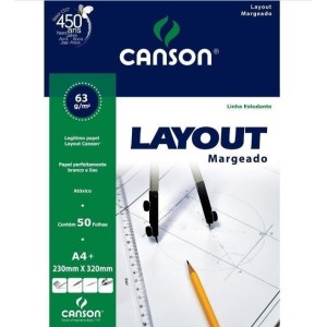BLOCO LAYOUT MARGEADO 63G/M² COM 50 FOLHAS CANSON