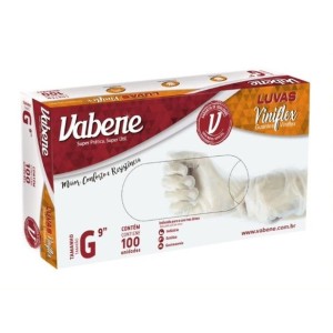 LUVA VINILFLEX G CAIXA C/100 UNIDADES VABENE