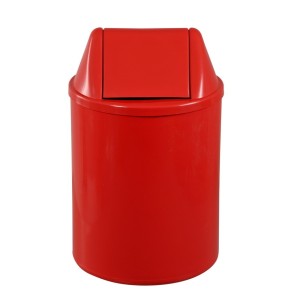 LIXEIRA PLÁSTICA TAMPA VAI E VEM VERMELHO 29CM REF.EB9A JSN