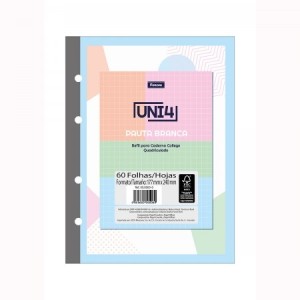 BLOCO PARA FICHÁRIO COLEGIAL 60FLS QUADRICULADO COLOR UNI4 FORONI