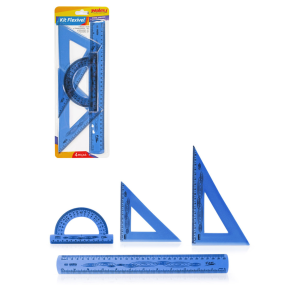 KIT GEOMETRIA 4 PEÇAS FLEXÍVEL AZUL MAXCRIL WALEU