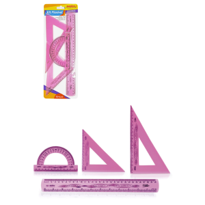 KIT GEOMETRIA 4 PEÇAS FLEXÍVEL ROSA MAXCRIL