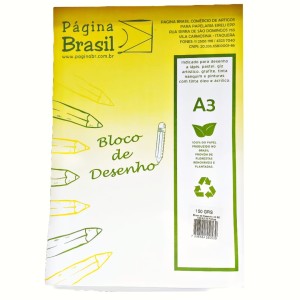 BLOCO DE DESENHO A3 150G BRANCO 20FLS PÁGINA BRASIL
