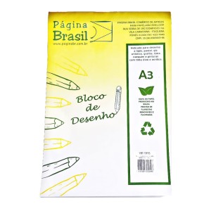 BLOCO DE DESENHO A3 180G BRANCO 20FLS PÁGINA BRASIL