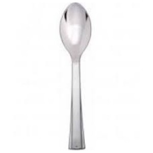 COLHER PLÁSTICA PARA SOBREMESA PRATA REQUINTE COM 18 UNIDADES PRAFESTA