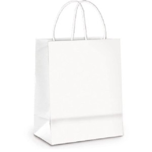 SACOLA DE PAPEL BRANCA 24 X 10,5 X 39 CM REF.116 ZAGAROLLO