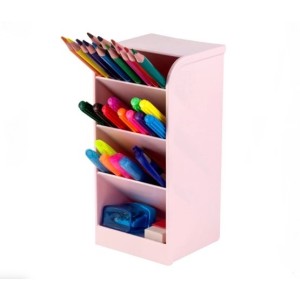 ORGANIZADOR DE MESA DIAGONAL 4 DIVISÓRIAS ROSA PASTEL MAXCRIL
