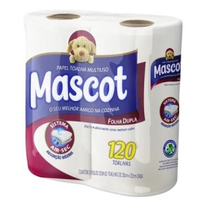 PAPEL TOALHA COZINHA 20X22CM 120FLS 2 ROLOS MASCOT