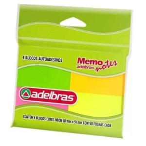 BLOCO ADESIVO 38x51 NEON 200FLS ADELBRAS