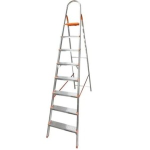 ESCADA DE ALUMÍNIO DOMÉSTICA 8 DEGRAUS PATAMAR 184CM EDS008 ÁGATA