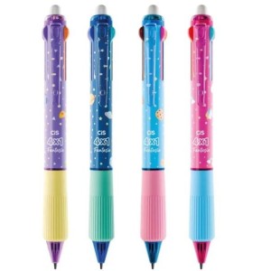 CANETA ESFEROGRÁFICA APAGÁVEL 4X1 EM GEL FANTASIA CIS