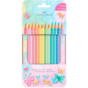LÁPIS 12 CORES ESTOJO LATA SPARKLE FABER CASTELL