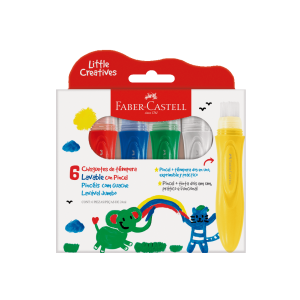 PINCÉIS COM GUACHE 6 CORES LITTLE CREATIVES FABER CASTELL