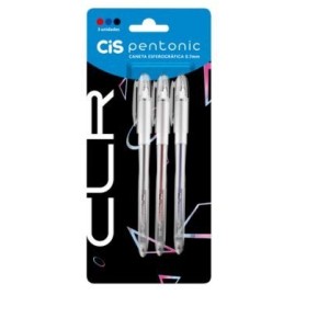 CANETA ESFEROGRÁFICA 0,7 AGULHA PENTONIC CLEAR 3 CORES CIS 